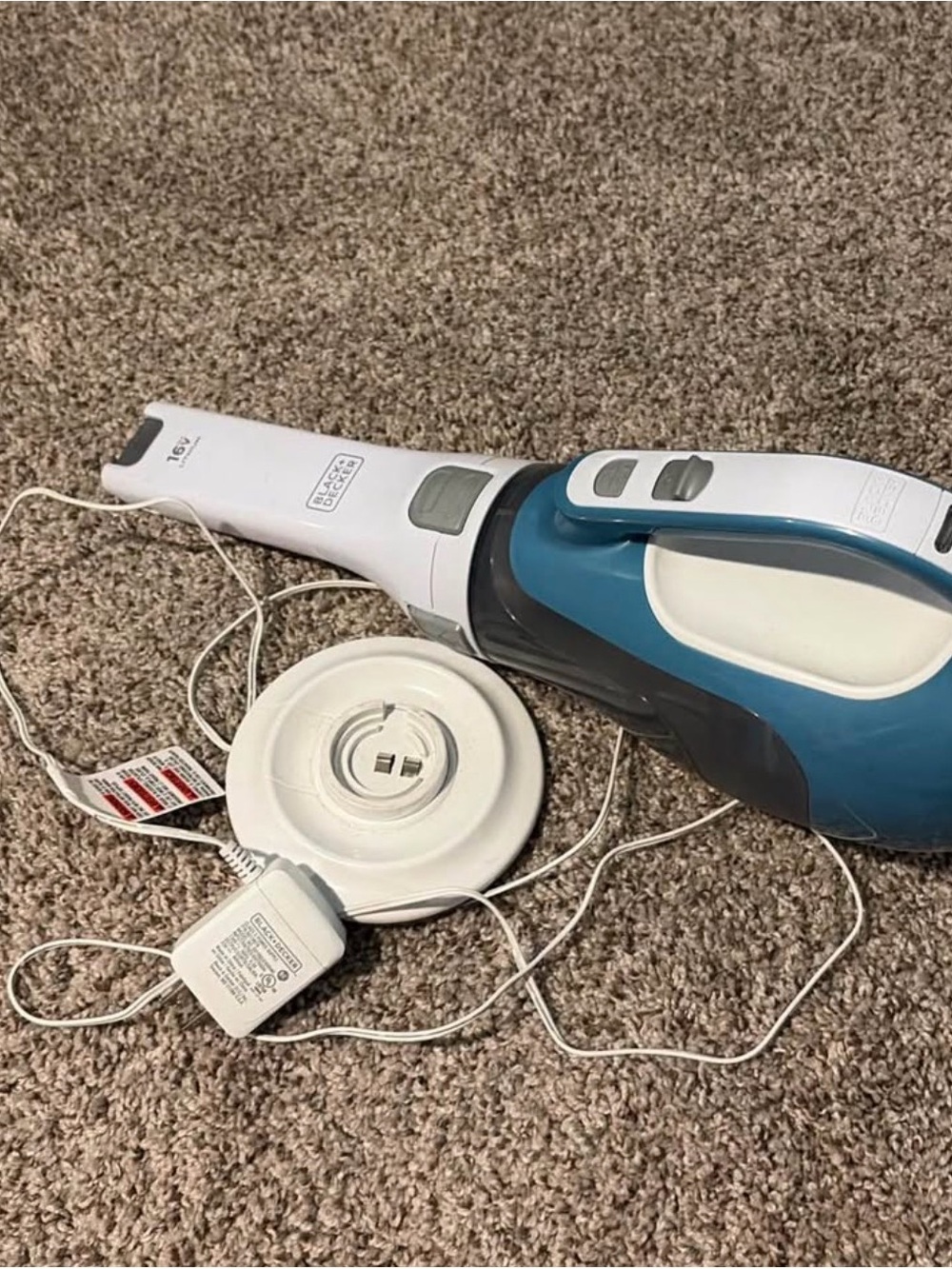 Black & Decker White and Blue Cordless Hand Vacuum with Crevice Tool